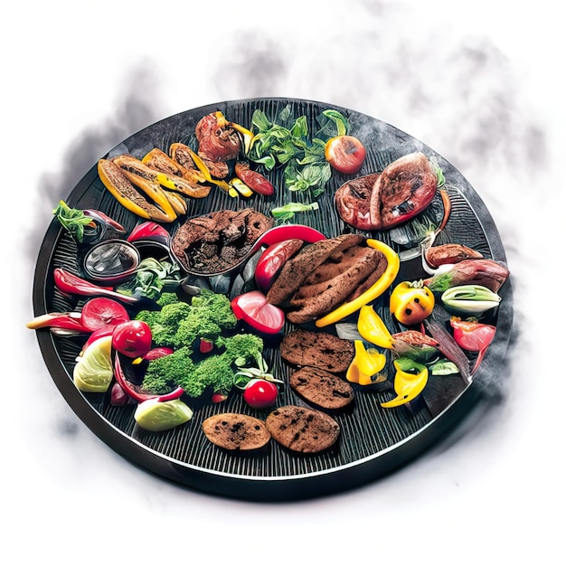 Photo bbq dish with meat and vegetables