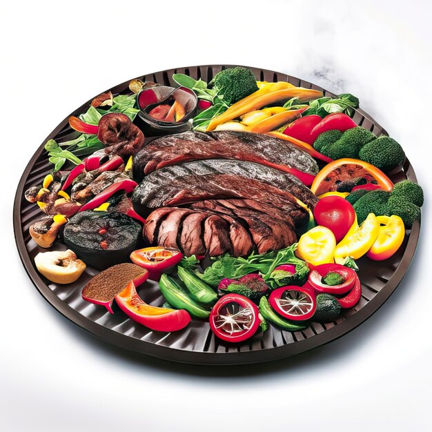 Photo bbq dish with meat and vegetables