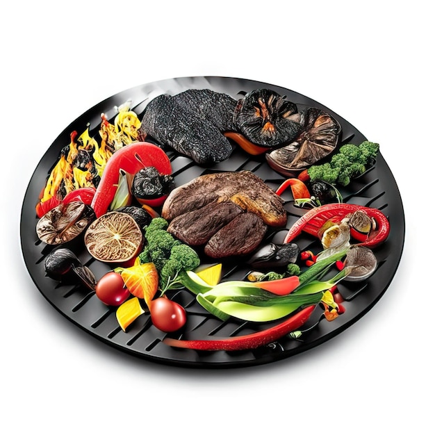 Photo bbq dish with meat and vegetables