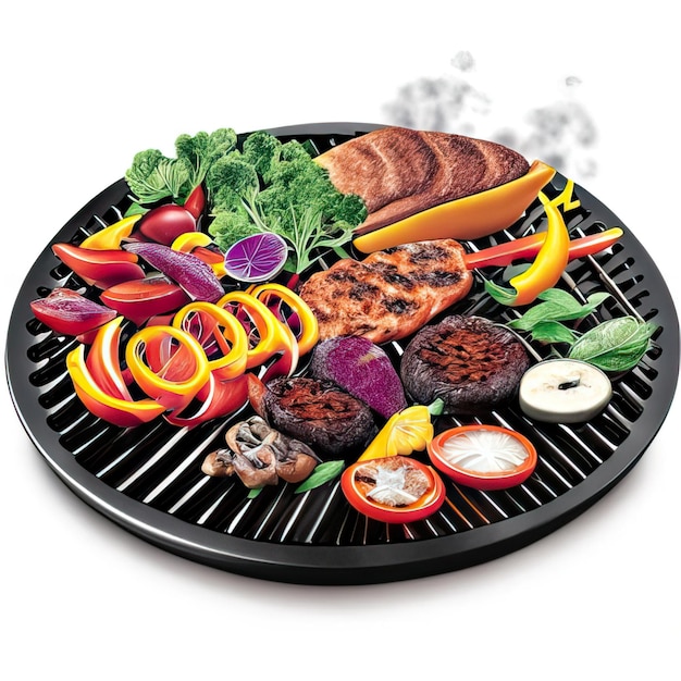 Photo bbq dish with meat and vegetables