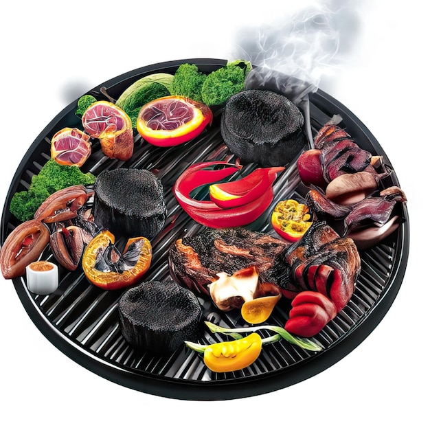 Photo bbq dish with meat and vegetables