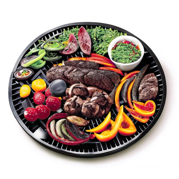 Photo bbq dish with meat and vegetables