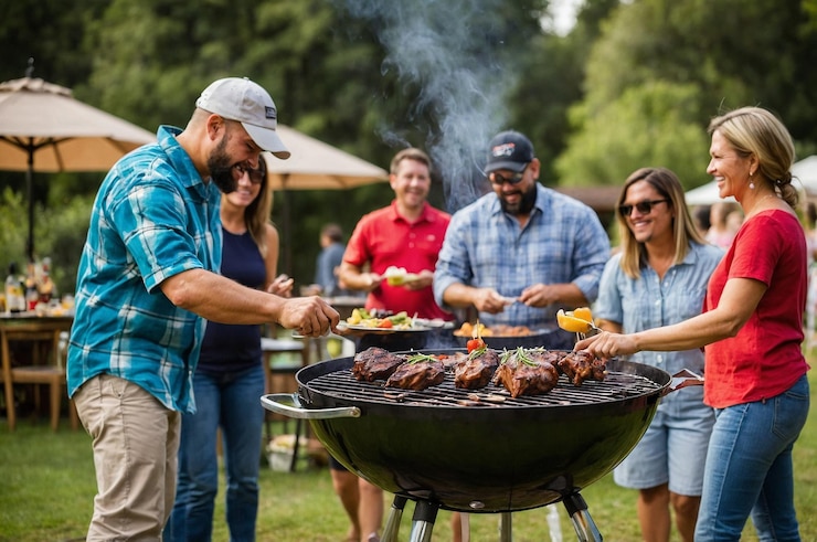 Foto bbq eten feest zomer grillen vlees in de middag