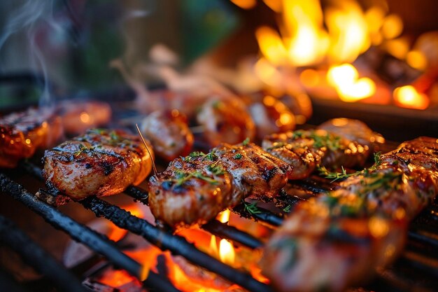 Photo bbq grill picnic isometic composition with company of friends at the party on back yard