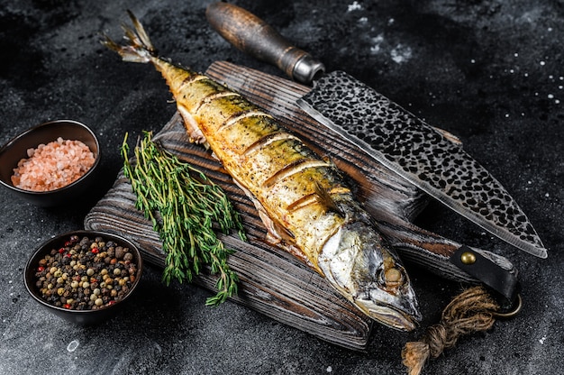 BBQ Grilled mackerel fish with herbs