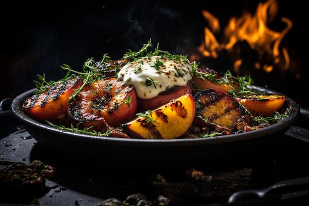 BBQ Grilled Peach and Burrata Salad