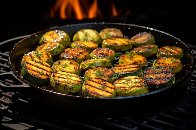 BBQ 그릴 zucchini와 스시