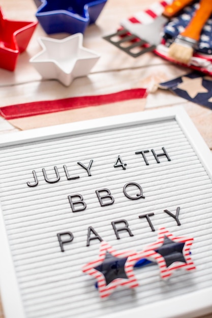 BBQ Party sign on a white memo board.