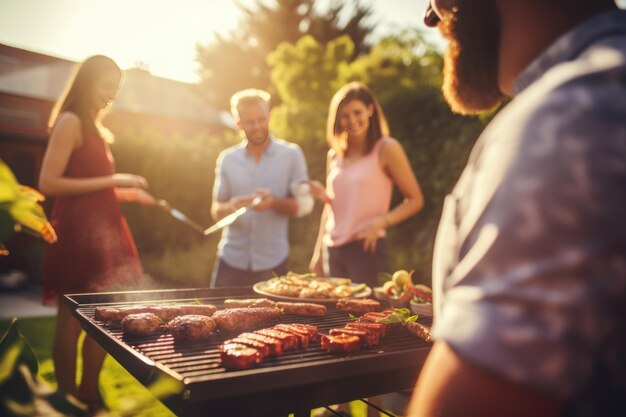 Photo bbq party in there garden generate of ai