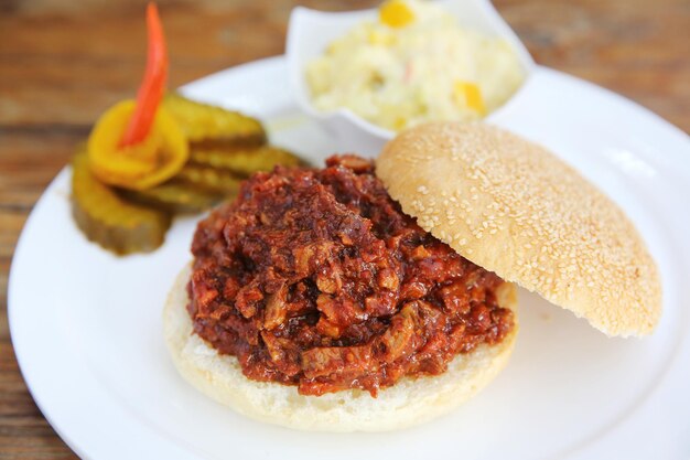 Bbq pork rib burger