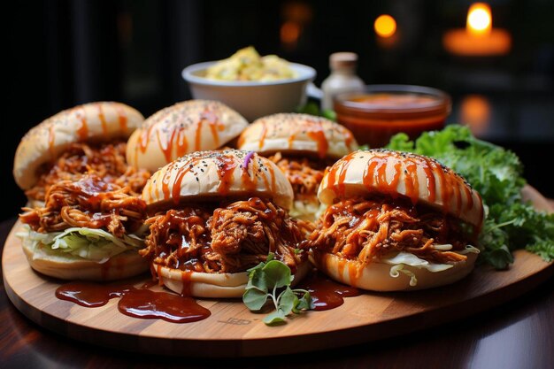 Foto barbecue pulled chicken sliders