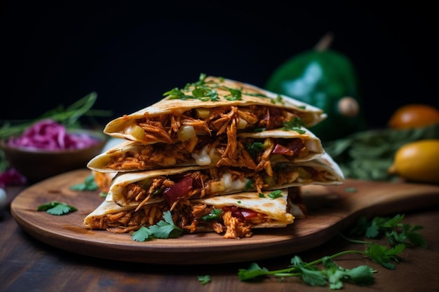 Photo bbq pulled jackfruit quesadillas with vegan chees