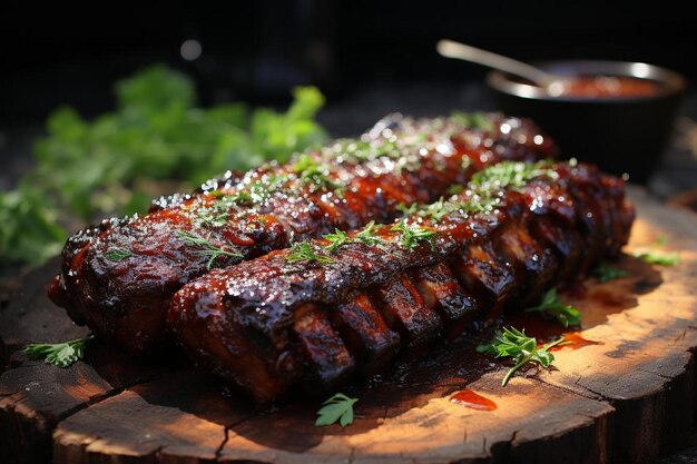 Photo bbq ribs seasoned with southern charm