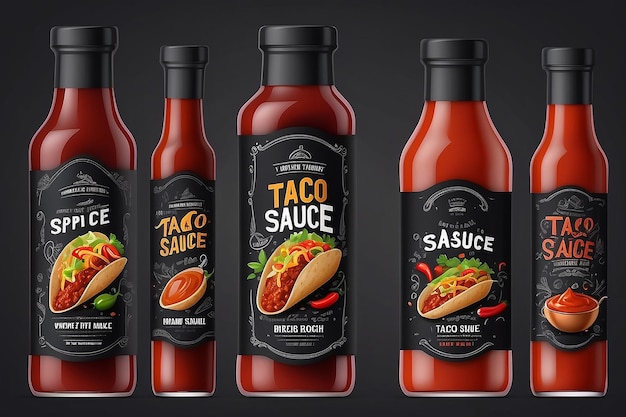 BBQ sauce label design Taco sauce label design Mexican food packaging barbecue spicy sauce packaging label