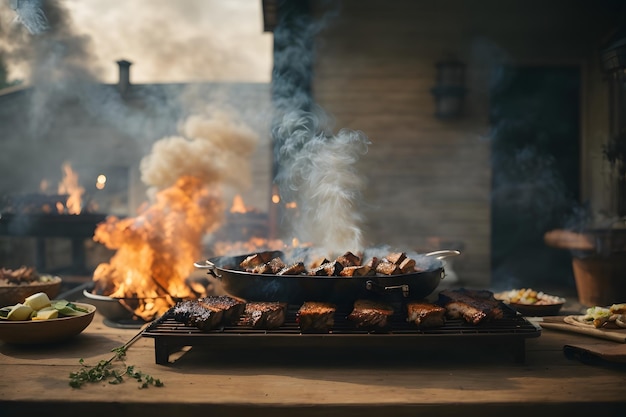 BBQ Smoke Rising in the Air