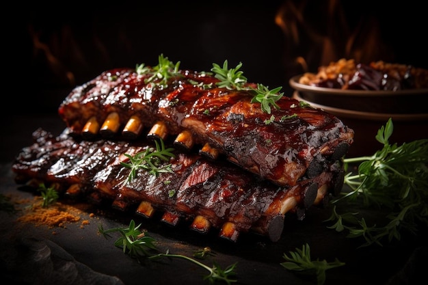 BBQ Spare Ribs Close Up