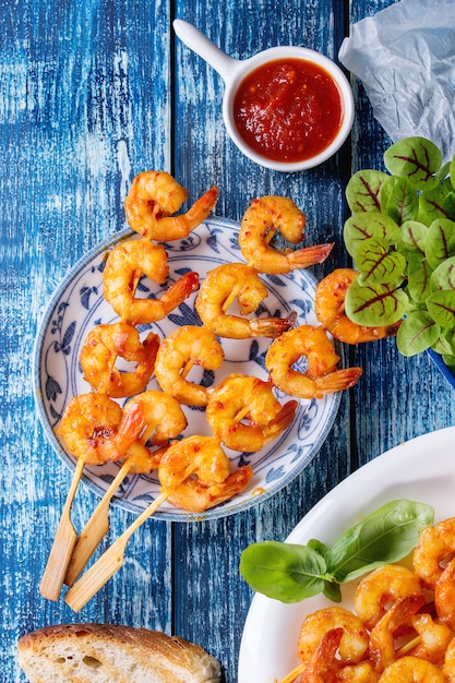 BBQ spicy prawn kebabs