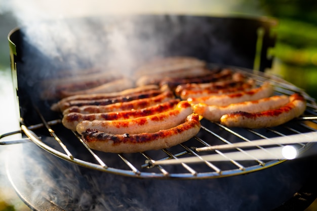 BBQ with sausages on the grill