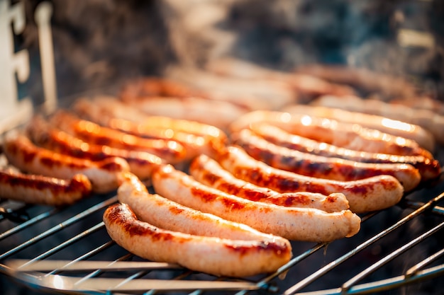 BBQ with sausages on the grill