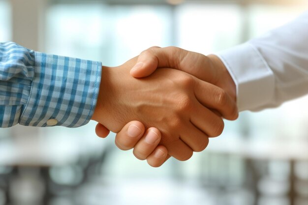 BBusiness handshake agreement between two multiethnic people