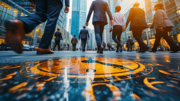 Photo bbusiness people walking in a busy city street