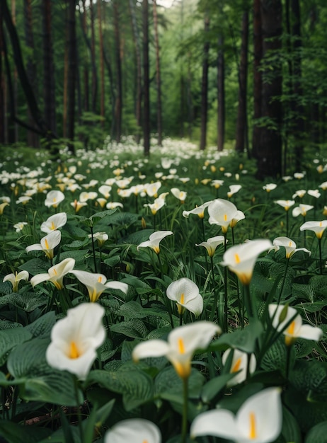 BCalla lilies in the forest