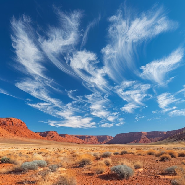 BCirrus clouds over the desert