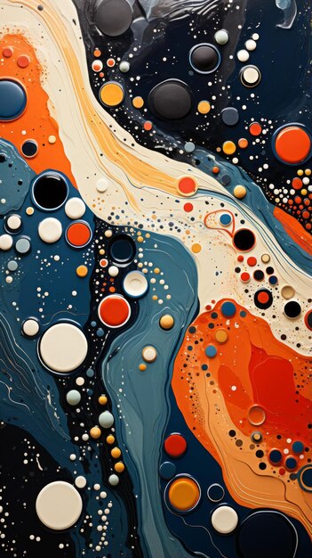 Photo bcolorful abstract painting with circles and waves