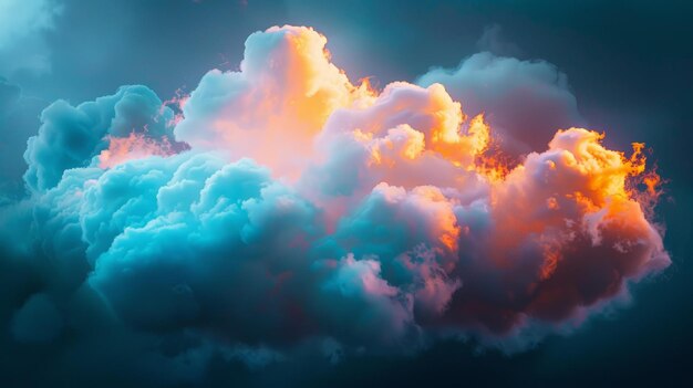 Photo bcolorful cloudscape with blue and orange hues