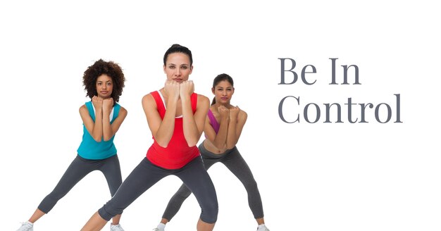 Be in control tekst en fit vrouwen die sporten