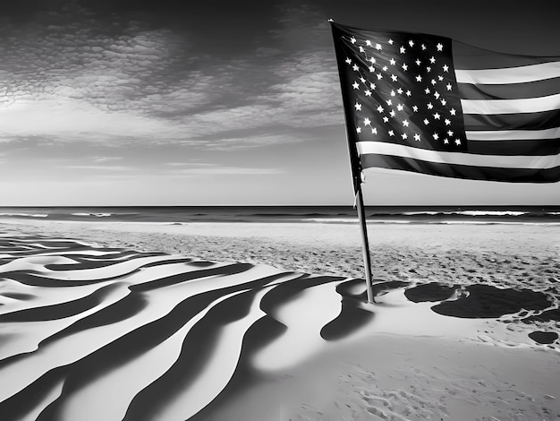 пляж фон монохромный пейзаж звезды и полосы американского флага