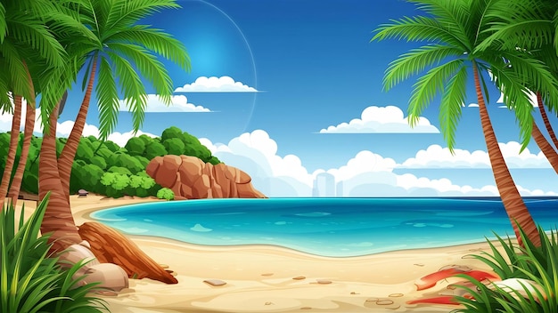 Пляжный фон с пляжными элементами и копирацией