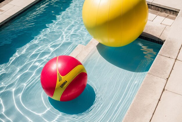 Foto un pallone da spiaggia lasciato in una piscina vuota