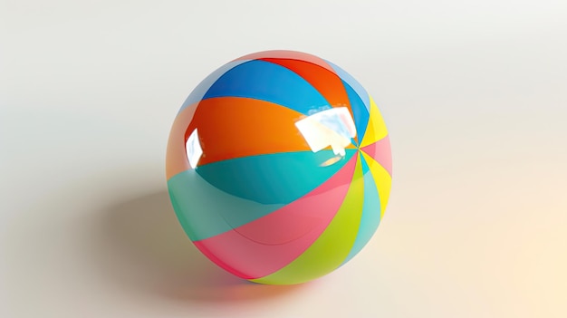 Beach ball with stripes Summer relaxation sea sand games sun volleyball children swimming shells tanning waves vacation air Generated by AI