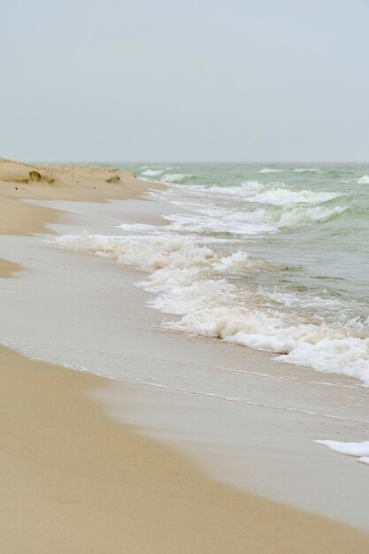 Beach Baltic Sea coast with quartz sand and rolling waves