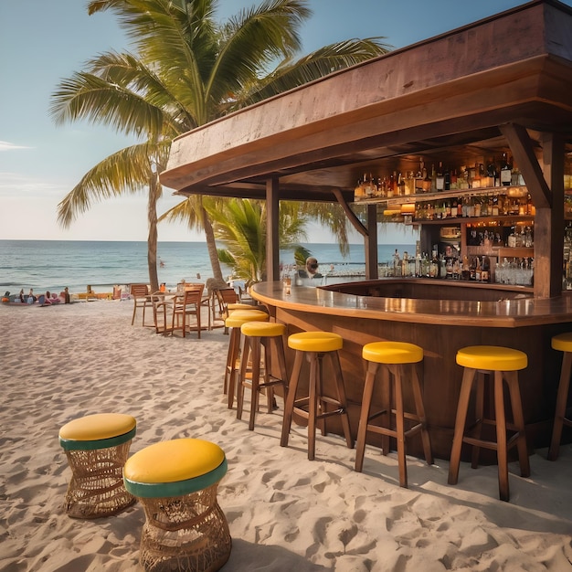 Foto concetto di bar sulla spiaggia generato da ai