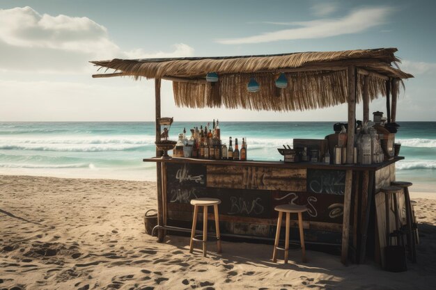 Foto beach bar oceano estate skyline mare genera ai