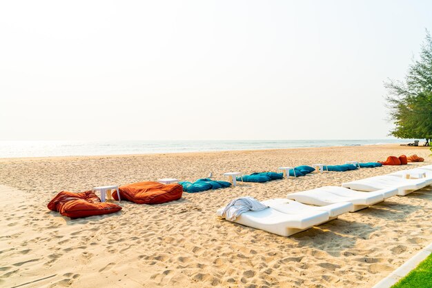 beach bean bag  with ocean sea background