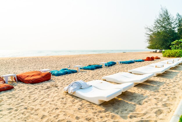 beach bean bag  with sea background