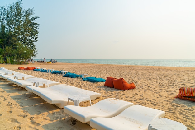 beach bean bag  with sea background