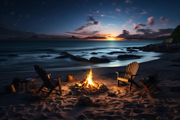 Beach Bonfire Beach Bonfire Backdrop Starry Night Sky Backgr Creative Design Live Stream Background