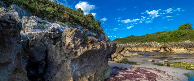 Beach of buelna coastline and cliffs cantabrian sea buelna llanes asturias spain europe