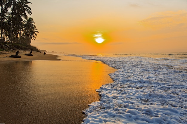 Beach in Cape Coast, Ghana. In the morning