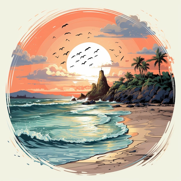 beach cartoon logo