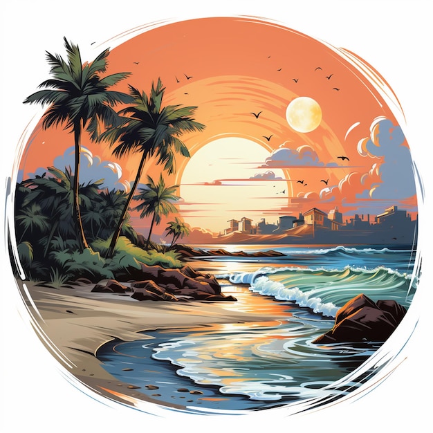 beach cartoon logo