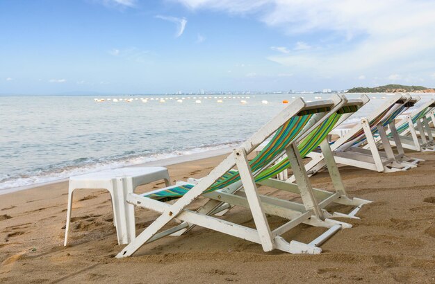 Beach chair on the beach in pattaya