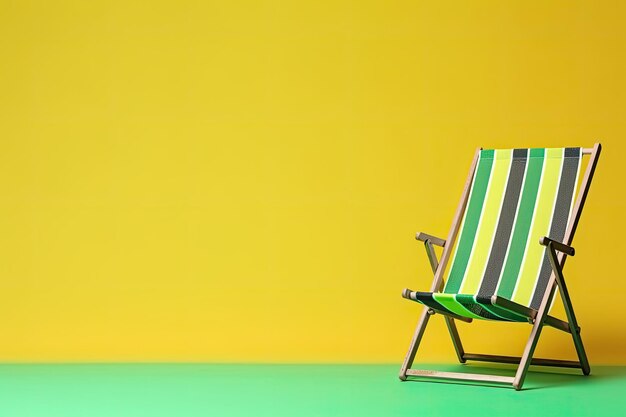 Пляжный стул на цветном фоне Концепция летних каникул Генеративный ИИ