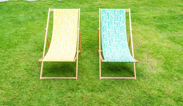 beach chair in garden