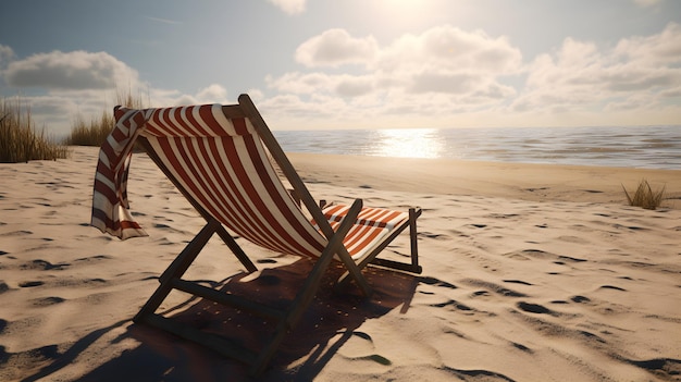 A beach chair on a sunny day