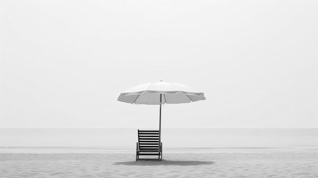 шезлонг и зонтик на пляже